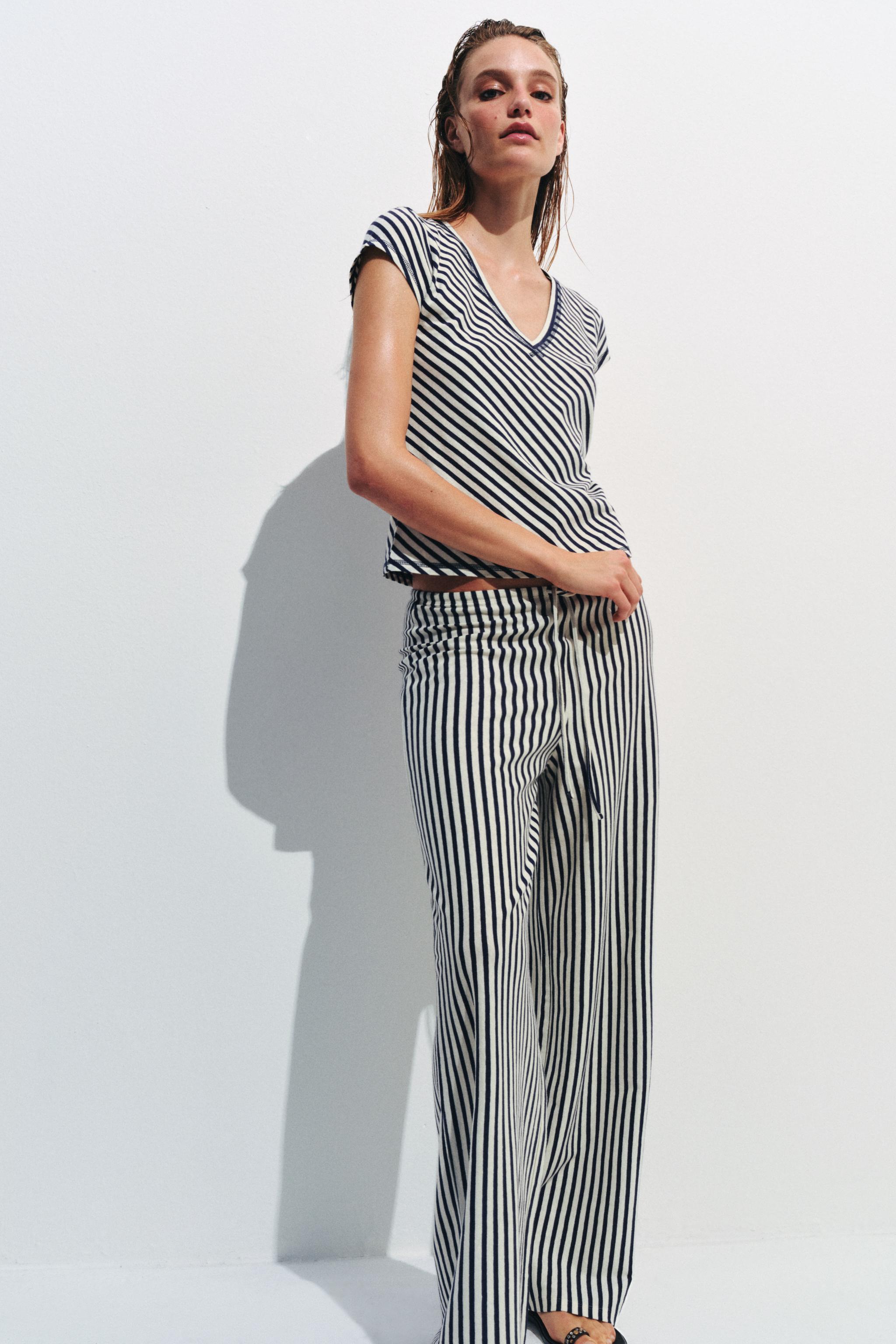 STRIPED LINEN BLEND T-SHIRT